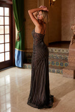N C1608 - In-Line Beaded Symmetrical Fit & Flare Prom Gown with Sheer Sweet Heart Bodice PROM GOWN Nox 00 Black