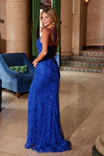 N C1616 - Bead Patterned Fit & Flare Prom Gown with V-Neck Leg Slit & Open Lace Up Back PROM GOWN Nox