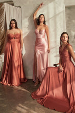 CD 7496C - Plus Size Strapless Stretch Satin A-Line Prom Gown with Keyhole Bodice PROM GOWN Cinderella Divine