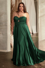 CD 7496C - Plus Size Strapless Stretch Satin A-Line Prom Gown with Keyhole Bodice PROM GOWN Cinderella Divine 18 HUNTER GREEN
