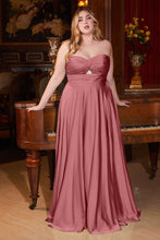 CD 7496C - Plus Size Strapless Stretch Satin A-Line Prom Gown with Keyhole Bodice PROM GOWN Cinderella Divine 18 MAUVE ROSE