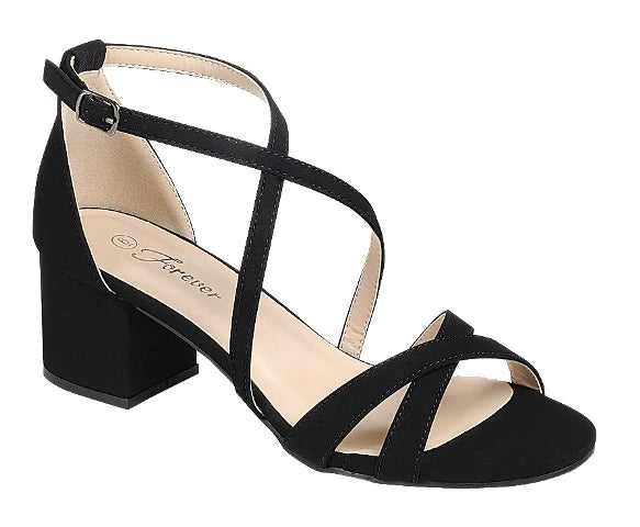 Women's Block Heeled Strappy Open Toe Dress Sandals WOMENS DRESS SHOES FOREVER 5 BLACK