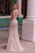 N R1686 - Full Beaded Fit & Flare Prom Gown with Sheer Boned Bodice & Leg Slit PROM GOWN Nox