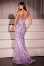 CD C162 - Full Sequin Fit & Flare Prom Gown with Sheer Boned Bodice & Leg Slit PROM GOWN Cinderella Divine