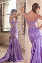 CDS470 - Lace Over Glittery Stretch Satin Mermaid Prom Gown Sheer Corset Bodice & Lace Adorned Cut-Out Side Panels PROM GOWN Cinderella Divine