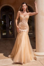 CD CDS482 - Strapless Lace Embellished Mermaid Prom Gown with Sheer Bodice & Sheer Lace Embellished Sides PROM GOWN Cinderella Divine 4 CHAMPAGNE