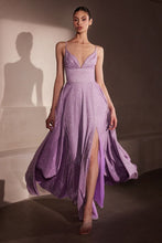CD T214 - Shimmering Jersey A-Line Prom Gown with Plunging V-Neck & Open Lace Up Corset Back PROM GOWN Cinderella Divine