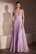 CD T214 - Shimmering Jersey A-Line Prom Gown with Plunging V-Neck & Open Lace Up Corset Back PROM GOWN Cinderella Divine