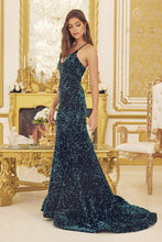 N C1109 - Full Sequin Fit & Flare Prom Gown with Corset Back PROM GOWN Nox