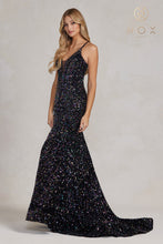 N C1109 - Full Sequin Fit & Flare Prom Gown with Corset Back PROM GOWN Nox