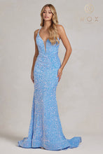 N C1109 - Full Sequin Fit & Flare Prom Gown with Corset Back PROM GOWN Nox