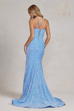 N C1109 - Full Sequin Fit & Flare Prom Gown with Corset Back PROM GOWN Nox