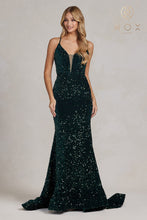 N C1109 - Full Sequin Fit & Flare Prom Gown with Corset Back PROM GOWN Nox
