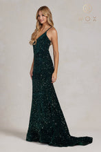 N C1109 - Full Sequin Fit & Flare Prom Gown with Corset Back PROM GOWN Nox