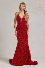 N C1109 - Full Sequin Fit & Flare Prom Gown with Corset Back PROM GOWN Nox