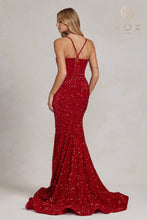 N C1109 - Full Sequin Fit & Flare Prom Gown with Corset Back PROM GOWN Nox