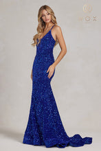 N C1109 - Full Sequin Fit & Flare Prom Gown with Corset Back PROM GOWN Nox
