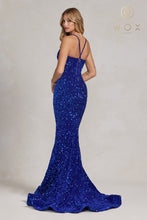 N C1109 - Full Sequin Fit & Flare Prom Gown with Corset Back PROM GOWN Nox