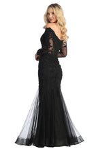 LF 7828 - Off the Shoulder Long Sleeve Mermaid Prom Gown with Sheer Boned Bodice PROM GOWN Let's Fashion