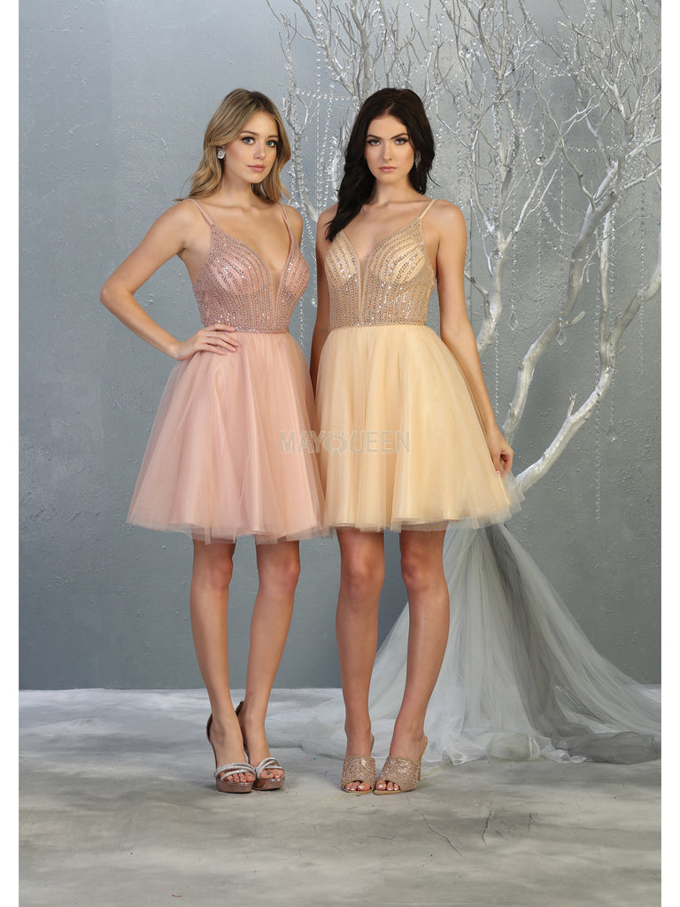 Luxe A-line Embellished Homecoming Dress MQ 1800