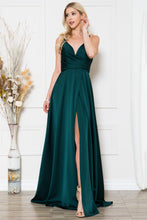AC BZ012 - Satin A-Line Prom Gown with Gathered Sweetheart Neckline & Leg Slit PROM GOWN Amelia Couture 2 EMERALD 