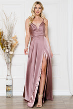 AC BZ012 - Satin A-Line Prom Gown with Gathered Sweetheart Neckline & Leg Slit PROM GOWN Amelia Couture 2 DUSTY ROSE 