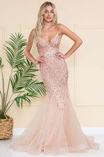 AC SU066 - Rhinestone Embellished Fit & Flare Prom Gown with Open Lace Up Corset Back PROM GOWN Amelia Couture 12 ROSE GOLD 