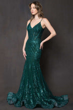 AC BZ015 - Glitter Print Fit & Flare Prom Gown with Sheer Boned Corset Bodice & Lace Up Corset Back PROM GOWN Amelia Couture 4 EMERALD GREEN 