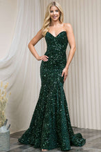 AC 392 - Strapless Full Sequin Fit & Flare Prom Gown with Sweetheart Neck & Lace Up Corset Back PROM GOWN Amelia Couture 2 EMERALD 