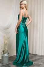 AC 20115 - Satin A-Line Prom Gown With Boned Corset Bodice & Leg Slit PROM GOWN Amelia Couture   