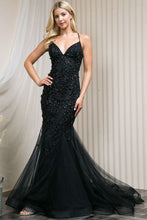 AC SU066 - Rhinestone Embellished Fit & Flare Prom Gown with Open Lace Up Corset Back PROM GOWN Amelia Couture 8 BLACK 
