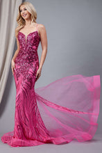 AC 7021 - Sequin Embellished Fit & Flare Prom Gown with Open Lace Up Corset Back PROM GOWN Amelia Couture   