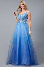 AC 5040 - A-Line Layered Satin Tulle with Floral Embroidered Sheer Bodice Prom Dress Amelia Couture   