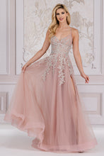 AC TM1006 - Beaded Lace Embellished A-Line Prom Gown With Lace Up Corset Back & Leg Slit PROM GOWN Amelia Couture 2 DUSTY ROSE 