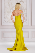 AC 3017 - Crystal Accented One Shoulder Stretch Satin Fit & Flare Prom Gown with Leg Slit PROM GOWN Amelia Couture   
