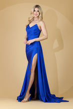 AC 3013 - Strapless Stretch Jersey Fit & Flare Prom Gown with Ruched Bodice High Leg Slit & Side Sash PROM GOWN Diggz Formals