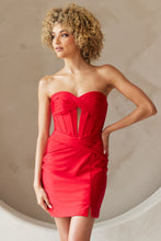 AC AG0114S - Short Fitted Homecoming Dress with Keyhole Sweetheart Neck Leg Slit & Lace Up Back Homecoming Amelia Couture Red 0 