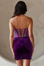 AC 5056S - Short Velvet Homecoming Dress with Sheer Rhinestone Bodice Corset & Lace Up Back Homecoming Amelia Couture   