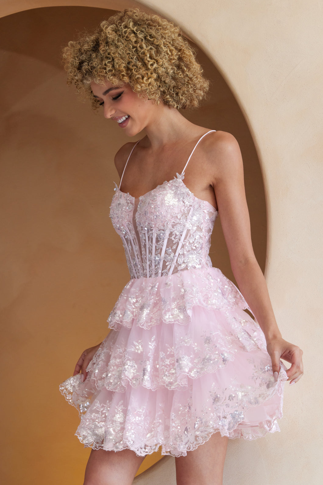 AC BZ9031S - Sequin Lace Embellished Short A-Line Homecoming Dress wit Diggz Formals AC BZ9031S - Sequin Lace Embellished Short A-Line Homecoming Dress wit Diggz Formals