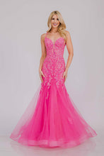 AC 2120 - Beaded Lace Embellished Mermaid Prom Gown with Sheer Boned V-Neck Bodice & Open Lace Up Back PROM GOWN Amelia Couture