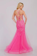 AC 2120 - Beaded Lace Embellished Mermaid Prom Gown with Sheer Boned V-Neck Bodice & Open Lace Up Back PROM GOWN Amelia Couture