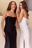 AC 7057 - Strapless Stretch Jersey Fit & Flare Prom Gown with Boned Corset Bodice Bead Embellished Waist & Leg Slit