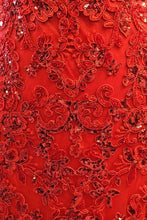 AC 7090 - Strapless Beaded Lace Fit & Flare Prom Gown with Sheer V-Neck Bodice & Open Lace Up Back Prom Gown Amelia Couture