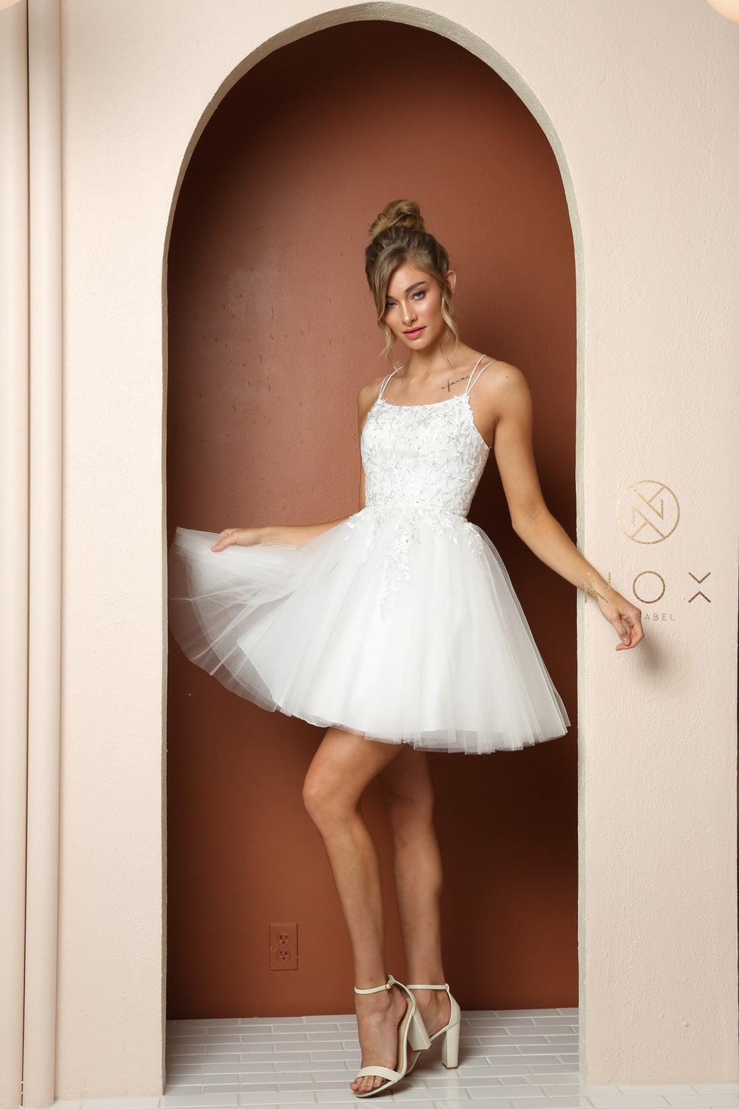 N T718 - Layered Tulle A-Line Homecoming Dress with Bateau Neck 3D Flo –  Diggz Formals