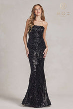 N R1204 - Fit & Flare One Shoulder Prom Gown with Full Sequin Design PROM GOWN Nox   