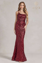 N R1204 - Fit & Flare One Shoulder Prom Gown with Full Sequin Design PROM GOWN Nox 00 BURGUNDY 