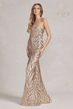 N R1204 - Fit & Flare One Shoulder Prom Gown with Full Sequin Design PROM GOWN Nox 00 GOLD 
