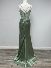 N A1372 - Sheer Floral & Sequin Embellished Bodice Fit & Flare Prom Gown With Lace Up Corset Back & Leg Slit PROM GOWN Nox   