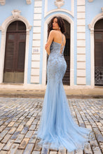 N A1376 - Sequin Lace Embroidered Fit & Flare Prom Gown With Lace Up Open Back PROM GOWN Nox   