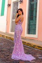 N C1458 - Glitter & 3D Floral Embellished Prom Gown With Sheer Under Arms & Leg Slit PROM GOWN Nox   